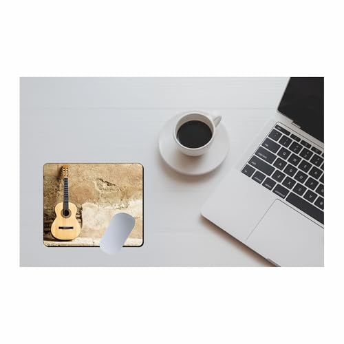 Image of Guitar Printed Mouse Pad 9 x 7.5 Inch - Smooth Surface, Non-Slip Rubber Base, Durable & Stylish Desk Mousepad for Office, Home & Gaming