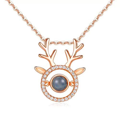 Dispansoal100 Language I Love You Necklace Projective Pendant for Women - Romantic Love Memory Birthday Valentine's Wedding Gift (Miss U)