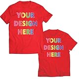 lepni.me T-Shirt pour Hommes Personnalisez Les Deux Faces Avant et Arrière en Imprimant Un Texte Personnalisé ou en Créant Votre Propre Image (L Rouge Multicolore)