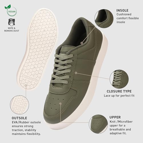 Image of Neeman's Men's Mono Court Sneakers | Lightweight Synthetic Casual Shoes with Cushioned EVA Sole | Flexible Walking & Everyday Comfort Sneakers