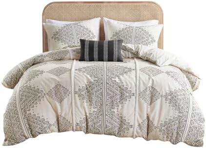 Gracie Mills Modern Geometric Print 4-Piece Microfiber Duvet Cover Set with Throw Pillow - Thumbnail 2