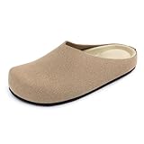 Athlefit Comfortable Slip On Clogs for Women Lightweight Arch Support Walking Shoes for Fall Nurse Work Casual Brown