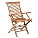 MR. DEKO® Klappstuhl Andover Teak | Hochlehner Outdoor Scherenstuhl | 60x53x89 cm | Armlehnstuhl Holz | Klapp Gartenstühle Outdoor | Gartenmöbel Hochlehner Stuhl Holz | Klappstuhl Außen Faltbar