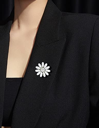 Image of Daisy Boutonniere Flower Lapel Pin Brooch Breastpin Sunflower Tie Pins Tie Tack Pins for Women Hat Jacket Suit