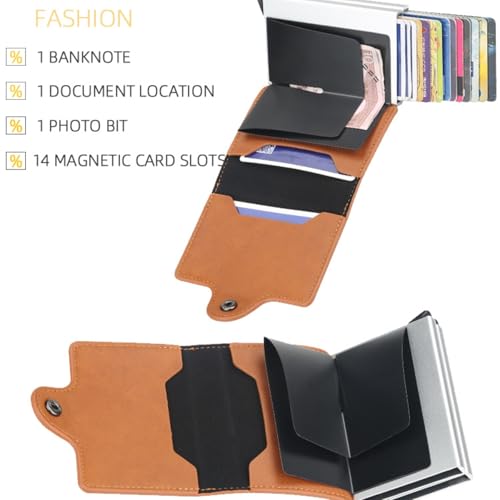Premium RFID Blocking Wallet, Pop Up Card Case, Men's or Ladies' Credit card wallet，Aluminum Card Holder，Minimalism，9-14 Card Capacity | Cash Slot4