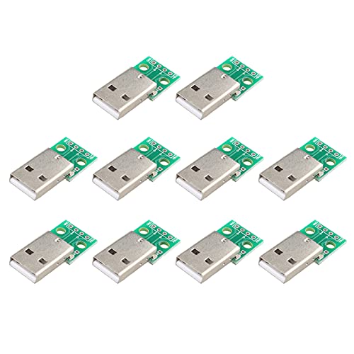 Image of HALJIA 10PCS USB Type A to DIP Adapter Board, USB Converter Breakout Board Male 4 Pin USB DIP Adapter 2.54mm Pitch Header Adapter Connector for DIY USB Power Supply