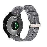 Abanen for Garmin Forerunner 245 Watch Band, 20mm Canvas Nylon NATO Quick Release Wristband Strap for Gamrin Voviactive 3/3 Music, Forerunner 245 Music, Vivomove/Vivomove HR (Gray)