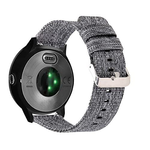 Abanen 20mm Watch Bands for Garmin Venu 2 Plus/Venu Sq, Quick Release Canvas Nylon Wristband Strap for Vivoactive 3,Forerunner 158, Vivomove Sport/Style/Luxe (Gray)