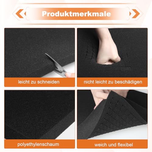 Schaumstoff Zuschnitt 2 Stück, 40 x 30 x 1cm Schaumstoffeinlage Werkzeug Polyethylenschaumstoff Werkzeugkoffer Kamerakoffer Schaumstoff, Koffereinlage, Tabletop Miniaturen, Werkzeug