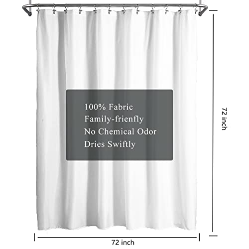 Image of LLSCL Fabric Shower Curtain Liner with Magnets, Waterproof Hotel Quality, 72 x 72 Machine Washable (White)