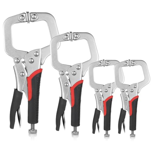 Image of 4 Pcs Locking C Clamp 6, 9, 11 Inch Heavy Duty Welding Clamps Pliers Vise Grip Clamps with Swivel Pad with Regular Tip and Swivel Pad for Craftsmen Home Workshop