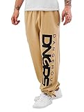 Kordelzug innen am Hosenbund EGOMAXX DNGRS Herren Jogging Hose Baggy Sweat Pants Classic Sporthose, Farben:Beige, Größe Hosen:M