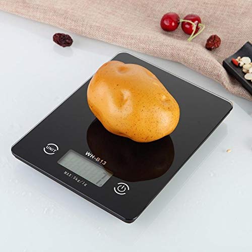 Balance de cuisine électronique en verre trempé avec rétroéclairage LCD 5 kg/1 g