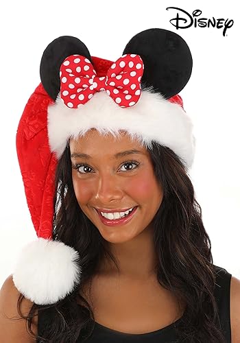Women's Minnie Mouse Costume Santa Hat with Bow - Christmas Minnie Mouse Ears Headband for Holiday Themed Parties2