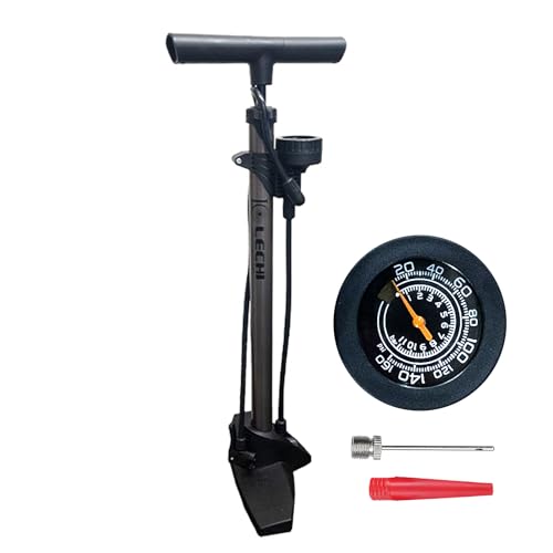 LECHI 空気入れ 自転車 仏式 英式 米式 ゲージ付き 160PSI ロードバイク クロスバイク マウンテンバイク ママチャリ プール ボール 浮き輪 LC-3262C (チタン)