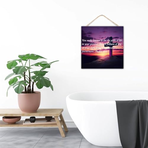 Placa de madera con relieve Salmo 16:11 y acabado primitivo envejecido 5