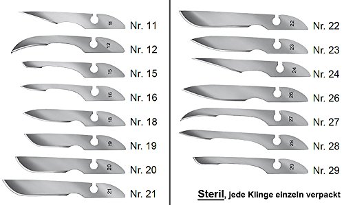 12x Bayha Sterile Skalpellklingen, Klingen einzeln steril verpackt, Figur 18