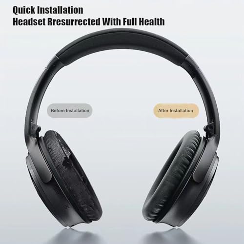 Repuesto Almohadillas para Bose QuietComfort 35 ii/QC35/QC25/QC2/QC15/Ae2/Ae2i/Ae2w, Espuma Aislante de Sonido Engrosada, Almohadillas de Cuero Suave para Bose (Negro) miniatura 4