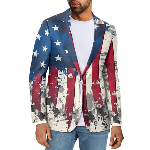 Men's Sport Coat Blazer with Pocket Patriotic Jacket for Formal3