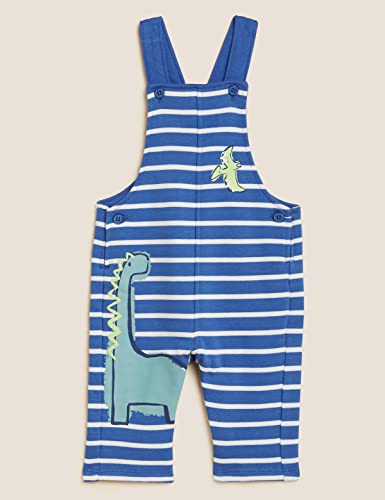 Image of Marks & Spencer Cotton Rich Dinosaur Dungarees (0-3 Yrs)