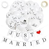 【Perfektes Hochzeitsballon-Set】- Hochzeitsdekorationsset enthält 36, 1 Set frisch verheiratete Banner, 1 MR-Briefballon, 1 MRS-Briefballon, 10 gerade verheiratete Briefballons, 10 Paillettenballons, 10 weiße Latexballons, 2 Rollen Ballonband ,1 Rolle Ballonkleber, um eine romantische Atmosphäre zu schaffen und Ihre Hochzeit perfekter zu machen.