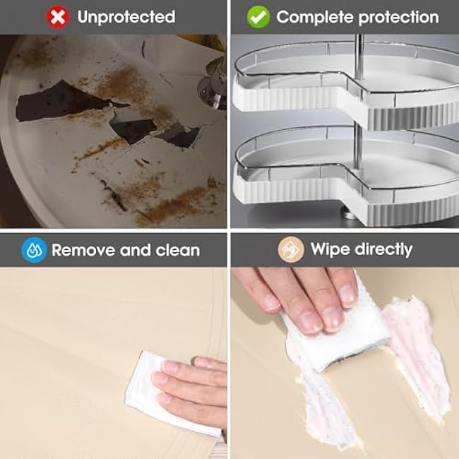 Dual Tier Pie-Cut Lazy Mat Susan Shelf and Liner ¨C Non-Slip Thermal Protection Mat 2 PCS(Kh, 28in)