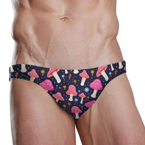 Men Swimming Kawaii Pink Mushrooms Bikini Swimsuit Swimwear Quick Dry Print Briefs S 212151062