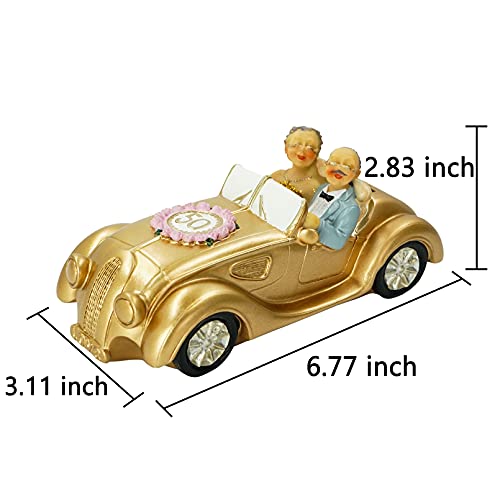 Luwint 50Th Wedding Anniversary Statues Golden Wedding Elderly Couple In Car Figurines Coins Bank Collectibles Wedding Engagement Celebrating Decoration For Parents Grandparents #TOP5