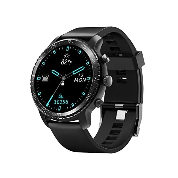 Tinwoo Smart Watch for Android/iOS Phones,46mm Support QI Wireless Charging,Bluetooth Health Tracker with Heart Rate Monitor,Smartwatch for Women Men, 5ATM Waterproof (22mm TPU Band Black)