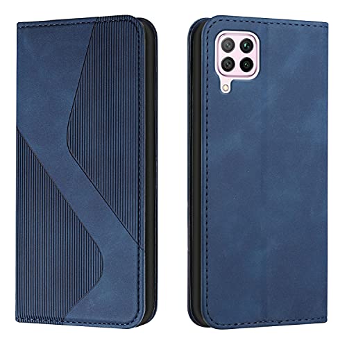 Mo-Somnus Kompatibel mit Huawei P40 Lite 4G/Nova 6 SE Hülle, Magnet PU Leder Wallet Hülle Tasche Handyhülle, Stoßfeste Schutzhülle Huawei P40 Lite 4G/Nova 6 SE Klapphülle mit [Kartenfächer] (Blau)
