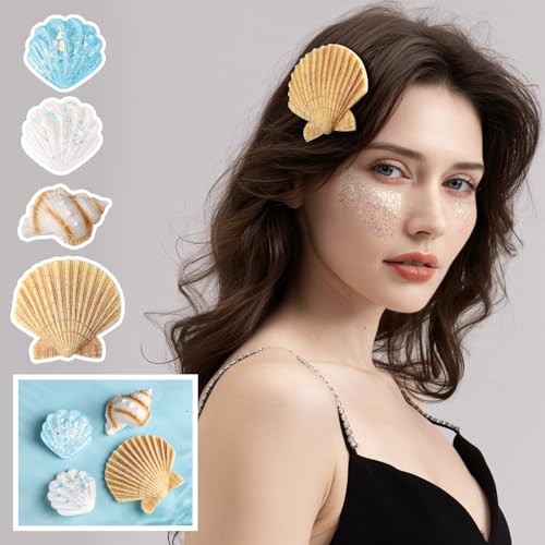 YGDZ Mermaid Accesorios para el Cabello, Broches de Estrella de Mar, Broche de Concha Marina, Purpurina para Cara y Cuerpo, Gemas para Cara, para Disfraz de Sirena para Mujer, Atuendo de Sirena de Halloween miniatura 5