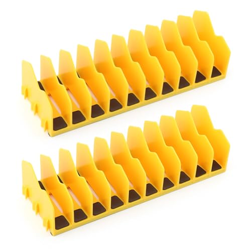 Hogurin 2-Pack Plier Organizer Rack, Yellow, Practical/Work-Oriented Tool Organizer with Non-Slip Base, 20 Slots, Keeps Tools Organized in Drawers