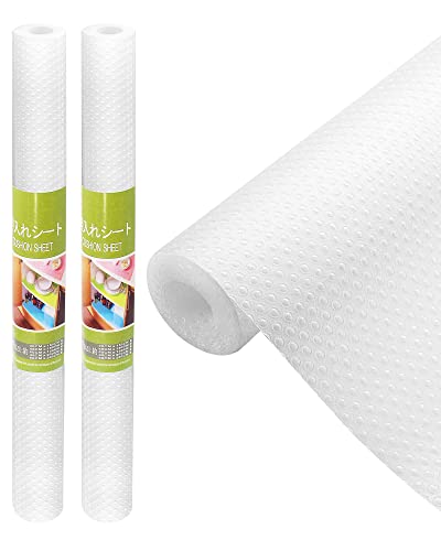 Schubladenmatte (45CM x 150CM x 2 Rollen), Antirutschmatte schubladen- Schrank Liner rutschfeste Eva, Waschbare Öl-Proof Schrankfolie für Küchenschränke Nicht klebend Cover