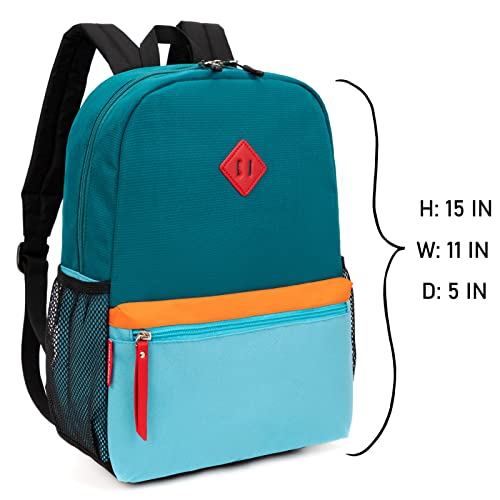 Hawlander Little Kids Backpack For Boys Toddler School Bag Fits 3 To 6 Years Old, 15 Inch, Blue Green #TOP1