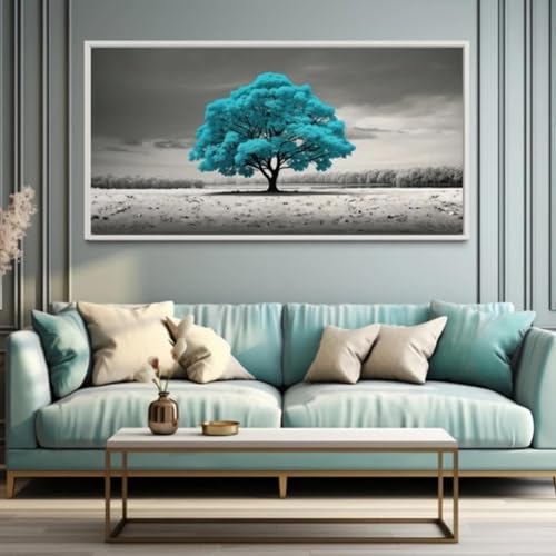 Peinture arbre vert sarcelle pour habiller un grand mur vide