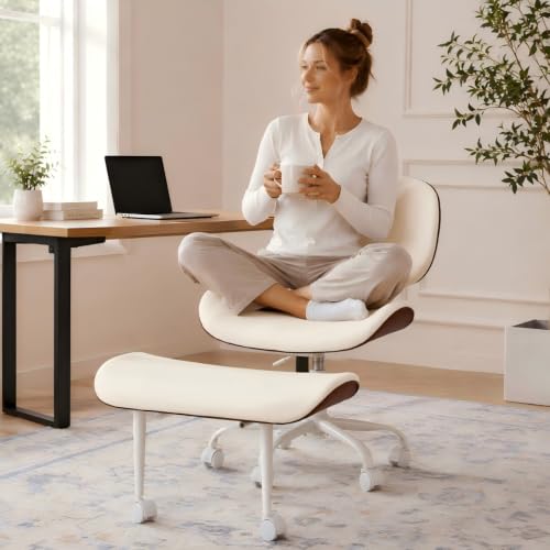 EROMMY Cross Legged Office Chair with Wheels