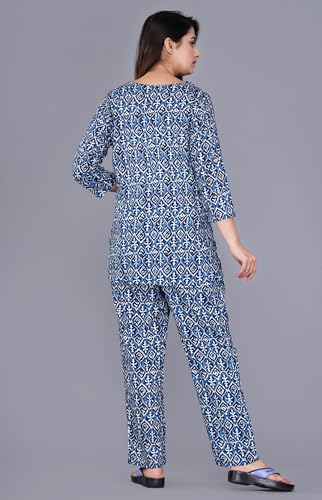 Image of Amazon Brand - Tavasya Womens Ethnic Print Cotton Straight Co-ord Set with Pocket | Casual Wear |3 /4th Raglan Sleeve | Regular Fit