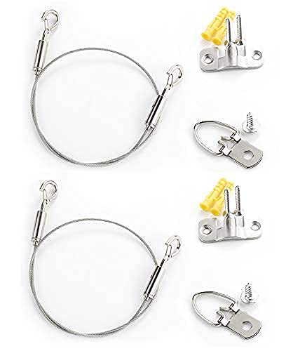 Image of 2 Packs Adjustable Picture Hanging Wire kit 1.5m with Hooks,Heavy Duty Stainless Steel Wire Rope for Hanging Mirror, Picture Frames,Light,lamp, Hold Up to 10 kg