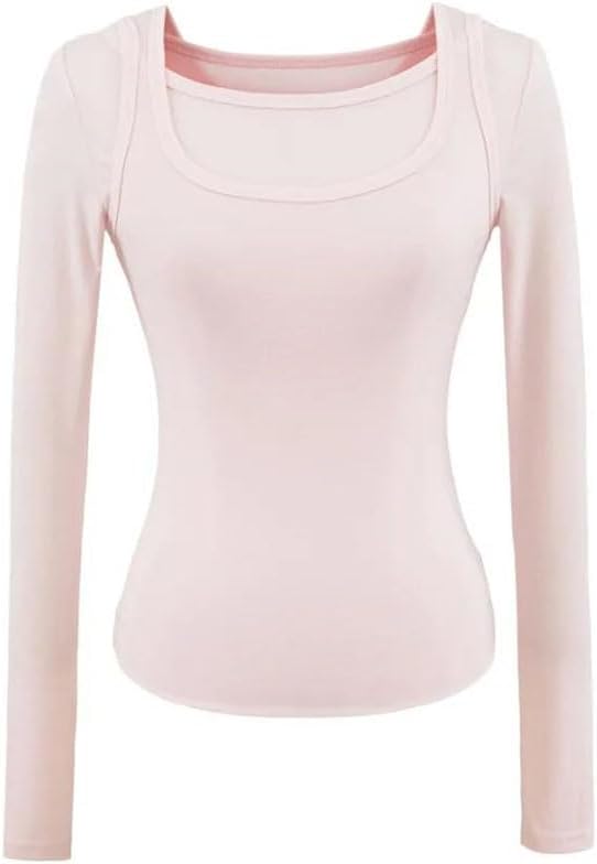 Women Two Fake Long Sleeve T Shirt Perfect for Layering Or Going Out T Shirt