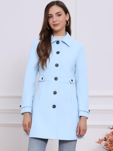 Image of Allegra K Women's Winter Classic Overcoat with Pockets Single Breasted Coat | Soft pea coat, Fully lined outerwear, Trendy, Fall office peacoat, Warm casual holiday everyday wear,