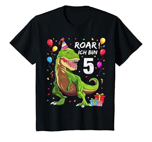 Kinder Geburtstag Shirt 5 Jahre Junge Dinosaurier Dino Ich bin 5 T-Shirt
