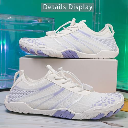 Image of Beach Water Shoes for Women Men Quick Dry Non-Slip Wide Toe Hike Barefoot Footwear for Beach Pool Aqua Swim Surf Walk