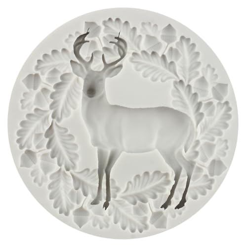 YANQINMS Christmas Deer Silicone Mold Holly Leaves Fondant Molds Pinecone Chocolate Molds For Sugar Cake Decorating Cupcake Topper Gum Paste Candy Polymer Clay by YANQINMS - Image 3