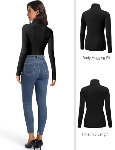 Image of HOPLYNN 3 Pack Turtlenecks Women Long Sleeve Pullover Baselayer Undershirts Tops Turtle Neck Mock Shirts