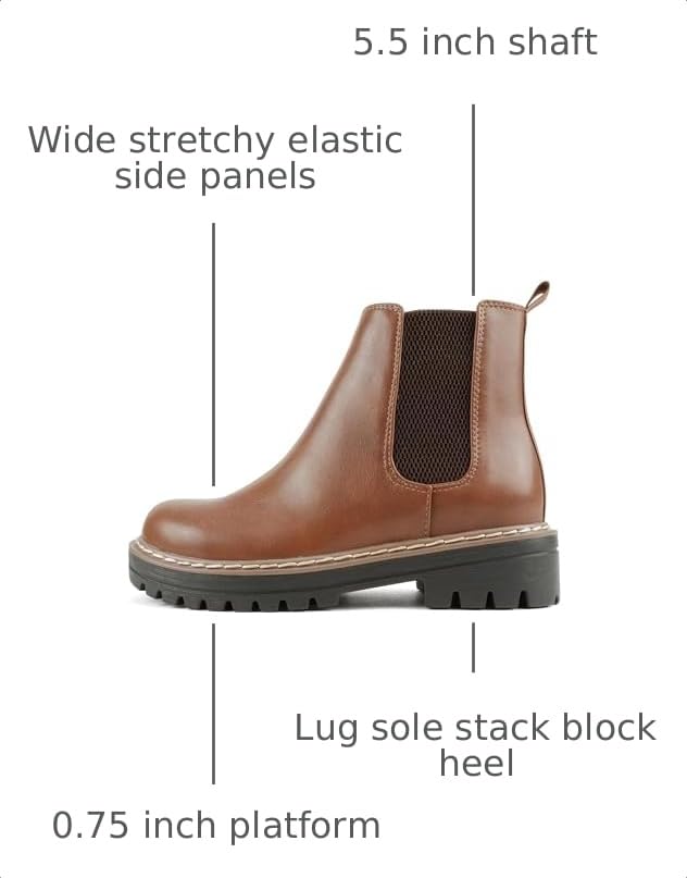 Image of Soda Pilot ~ Women Lug Sole Low Heel Chelsea Fashion Ankle Bootie w /Double Elastic Gore