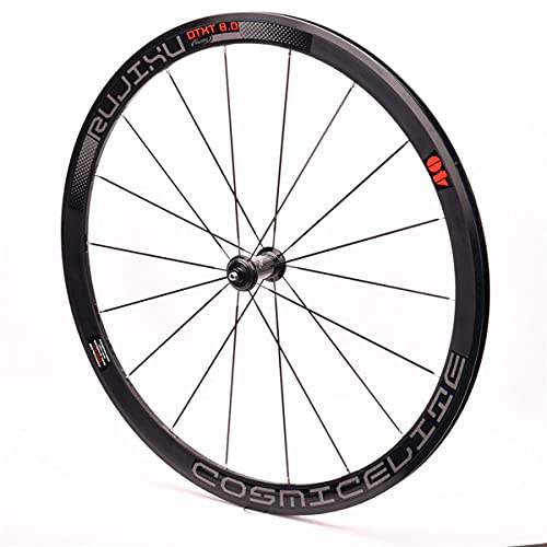 RUJIXU 700c Rennrad-Laufradsatz Rennrad Laufrad Doppelwandige Felgen 40mm 8-11 Geschwindigkeit Kassette Kohlefaser-Nabe Schnellspannrad Felgenbremse 1900g (Color : Black hub, Size : 700C)