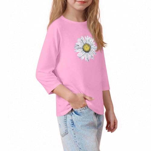Teen Girl Fall Shirts 3/4 Sleeve Crewneck Cute Tops Floral Print Lightweight Clothes Beach 3/4 Legth Sleeve Outfits2