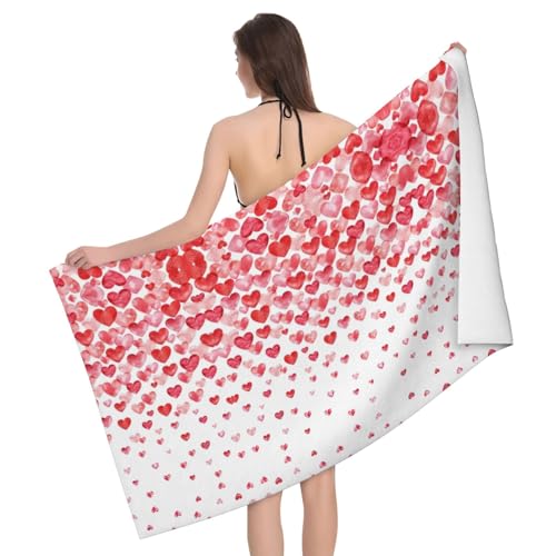 Serviette anti-sable cœurs rouges microfibre compacte séchage rapide - 2