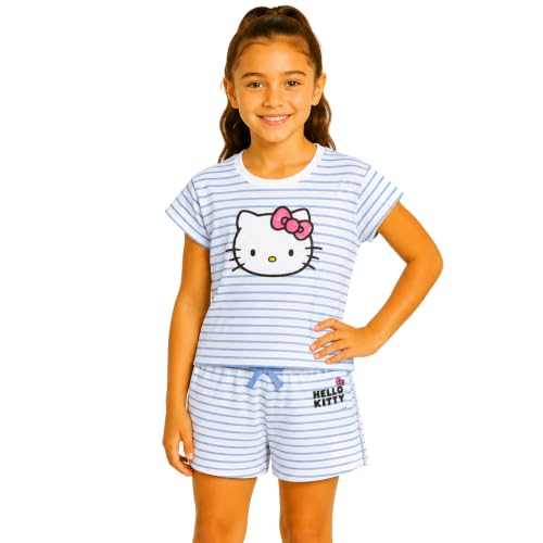 Image of Hello Kitty Girls Short Set - 2 Piece Short Sleeve Graphic Tee and Shorts Clothing Outfits (Sizes: 2T-12)