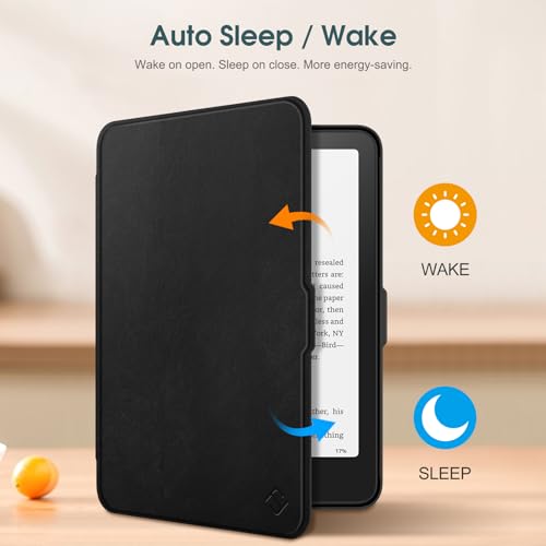 Image of Fintie Slim Case for 7 inch Kindle Paperwhite 12th Gen 2024 & Kindle Colorsoft | Lightweight PU Leather Hard Back Shell Cover, Magnetic Closure, Auto Wake /Sleep, for Kindle Paperwhite 2024, Charcoal Black